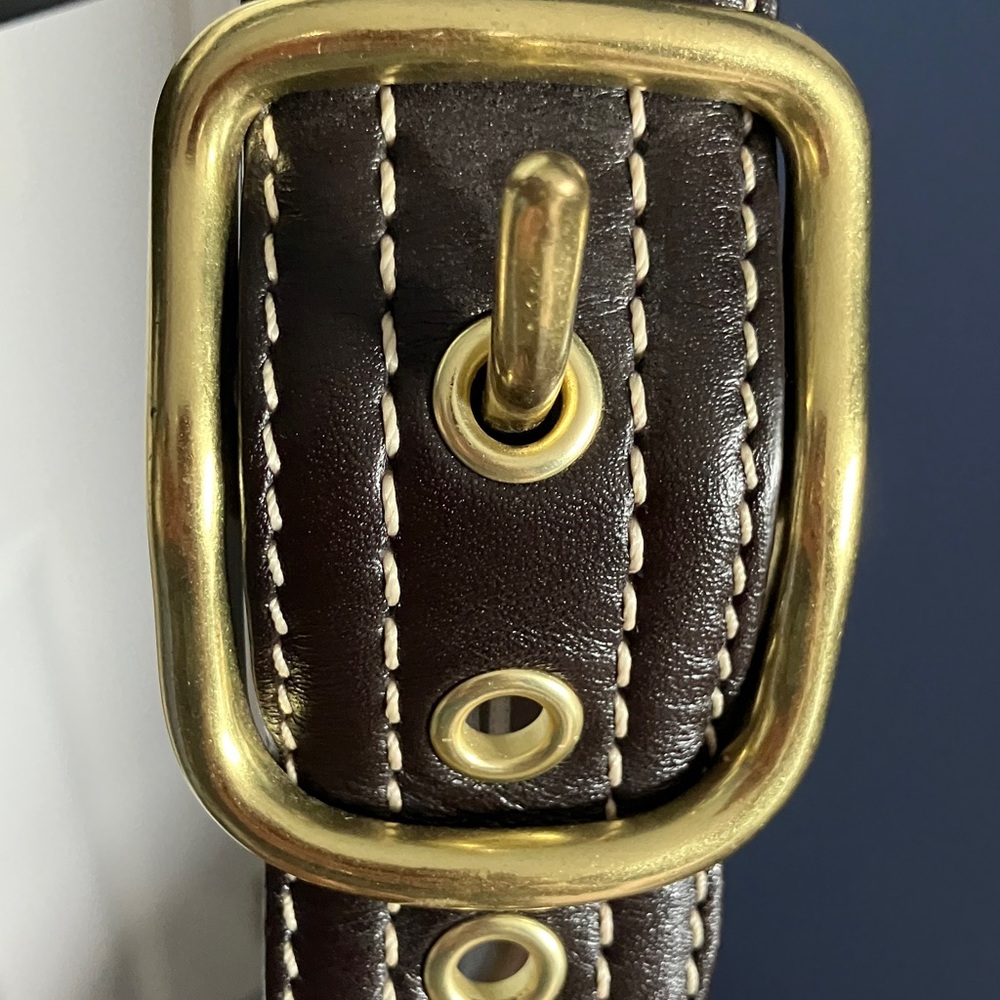 Coach Vintage F10387 Patchwork Signature Suede Leather Shoulder Handbag Gold - Picture 5 of 16